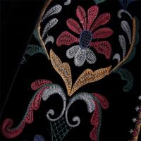 Chaqueta corta de terciopelo con bordado en contraste para mujer, abrigo Vintage de manga larga, prendas de vestir exteriores elegantes - details 3