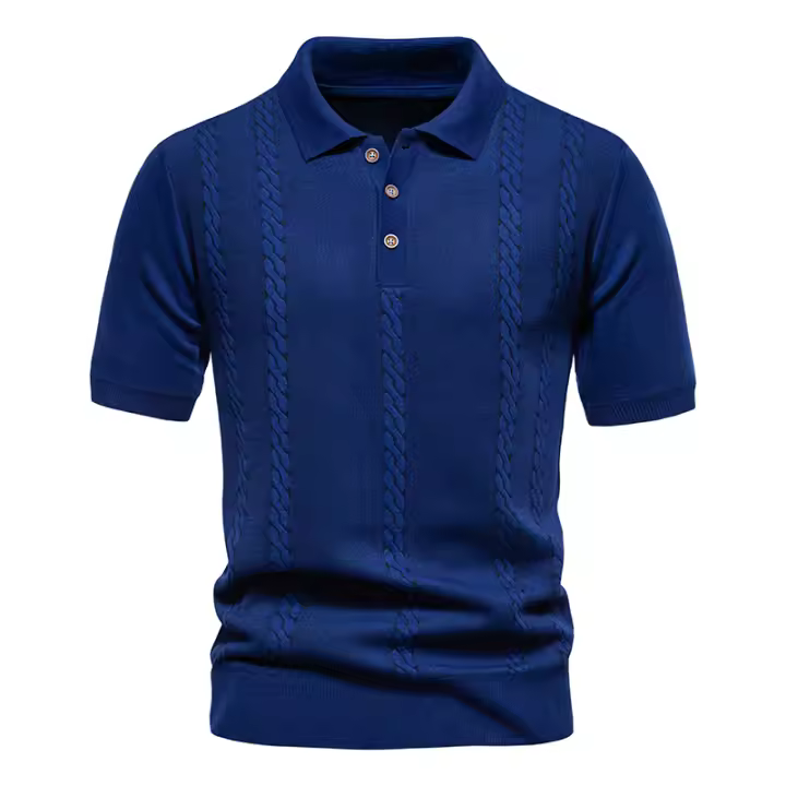 Camisa Polo de Manga Corta para Hombre Estilo Retro Tejida Color Sólido Casual Negocios Jersey Anti-Encogimiento Primavera Verano - 1