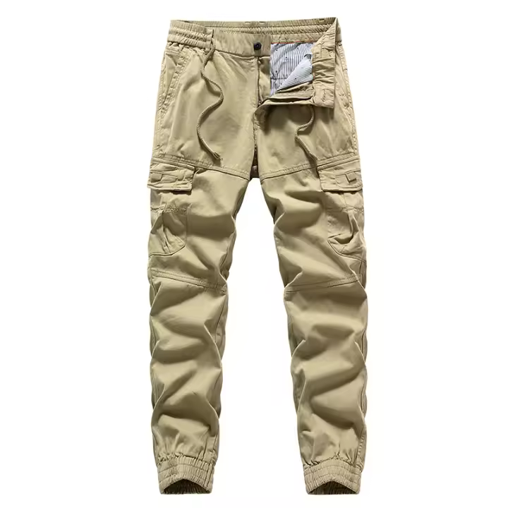 Pantalones de moda para hombre de color liso, multibolsillos, elásticos, deportivos - 1
