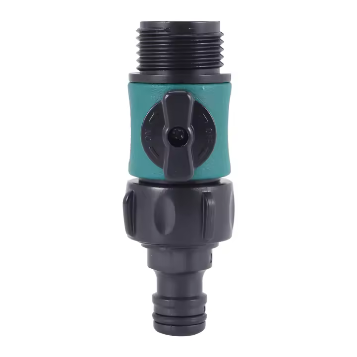 Válvula de plástico con rosca macho de 3/4 pulgadas, conector rápido, accesorios de tubería de riego para lavado de coches, interruptor de manguera prolongada, 1 unidad - 1