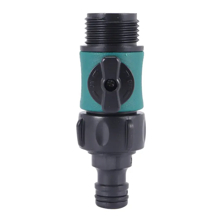 Válvula de plástico con rosca macho de 3/4 pulgadas, conector rápido, accesorios de tubería de riego para lavado de coches, interruptor de manguera prolongada, 1 unidad - 1