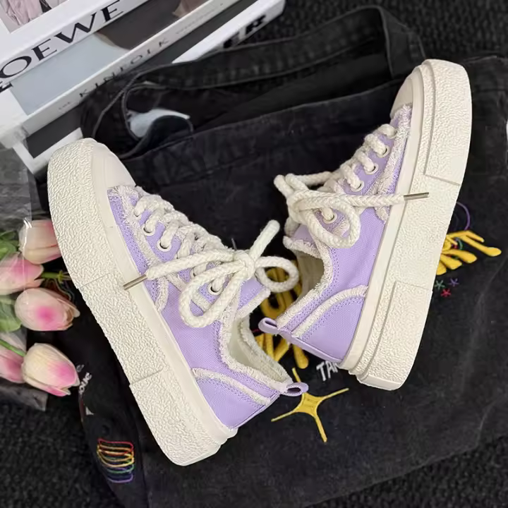 2025 nuevo diseño de interés especial zapatos de skate informales para hombres y mujeres zapatos de moda para parejas zapatos de lona de Color dopamina - 1