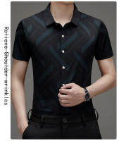 Camisa de manga corta elástica estampada para hombre, ropa informal de playa de verano para hombres de mediana edad - details 1