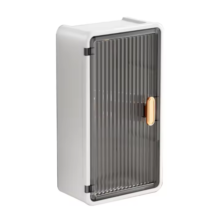 Caja de almacenamiento de plástico de baño, Titular de almacenamiento de maquillaje a prueba de agua de gran capacidad, Caja de pañuelos montada en la pared extraíble a prueba de polvo - 1
