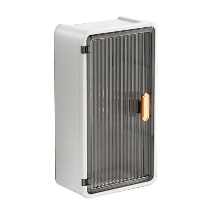 Caja de almacenamiento de plástico de baño, Titular de almacenamiento de maquillaje a prueba de agua de gran capacidad, Caja de pañuelos montada en la pared extraíble a prueba de polvo - 1