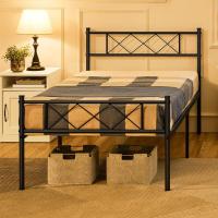 Cama Metal con somier, Cama Doble/Individual, Cama con cabecero, Cama Invitados, Cama Juvenil, para Dormitorio, habitación Invitados, 90 x 200 cm/Negro - details 2