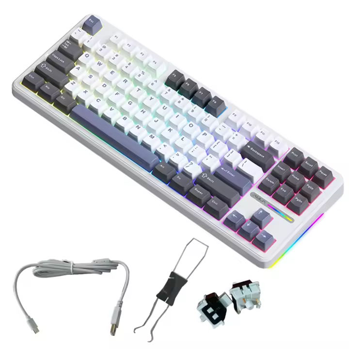 Aula-Teclado mecánico inalámbrico F87, 87 teclas, Hotswap, RGB, PBT, para juegos - 1