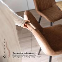 Marrón x4 - Pack de 4 sillas de Comedor, diseño nórdico y Vintage con Asiento Acolchado y Respaldo ergonómico, Color marrón - details 5