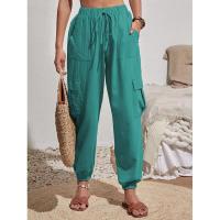 Pantalones de cintura elástica para mujer, pierna con bolsillos, estilo coreano, moda estética clásica - details 24
