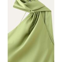 BUNO-Vestido de fiesta con cuello Halter y cinta de satén para mujer, vestidos elegantes sin espalda y hombros descubiertos, batas lisas para primavera 2025 - details 22