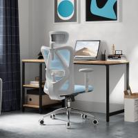 Silla de escritorio para computadora con reposacabezas ajustable y soporte lumbar, respaldo alto, silla ejecutiva giratoria para oficina en casa (azul claro) - details 0