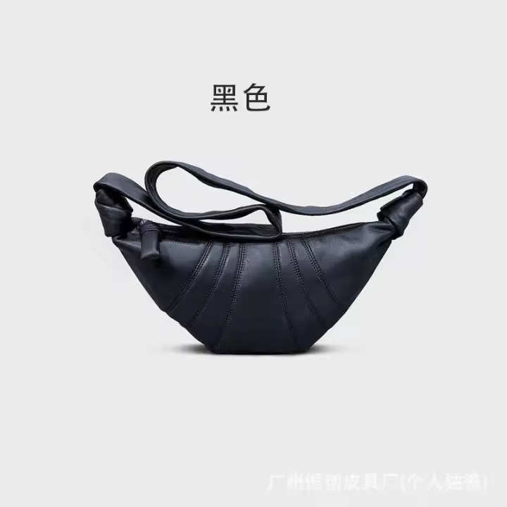 Croissant Design Lazy Dumpling Bolso cruzado genuino para mujer con cintura en el pecho - 1