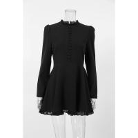 Vestido negro de línea A con diseño de manga larga para mujer, primavera verano, nuevo. - details 10