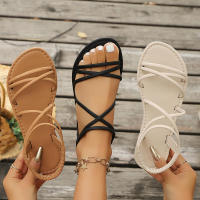 Sandalias planas con correa fina para mujer, novedad de verano, estilo de hadas al aire libre en las nubes con vestido - details 5