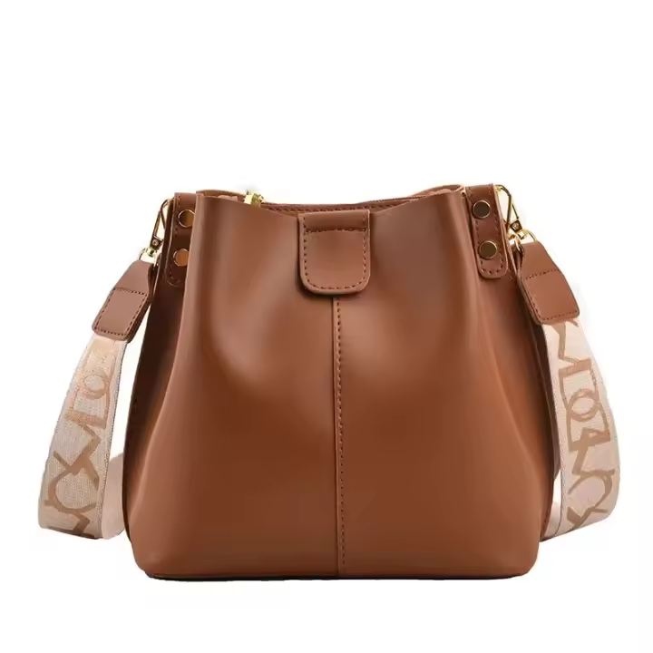 Bolso de hombro pequeño de cuero de Pu, bolso de hombro del cubo, casual, de alta calidad, de moda y popular, bolso pequeño, bolso de hombro personalizado, textura Crossbody Bucket Bag - 1