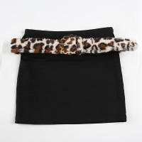 BUNO-Falda acampanada lisa de alta moda + cinturón de piel sintética de leopardo Y2K elegante nueva minifalda negra de moda - details 6