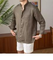 Camisa de Lino para Hombre Verano 2025 Cuello Henley Elegante Manga Larga Transpirable - details 5