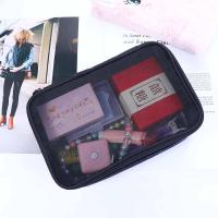Neceser de viaje con cremallera de nailon Simple para mujer, bolsa de almacenamiento para baño, estuche de maquillaje, bolsa de almacenamiento de cosméticos de malla - details 12