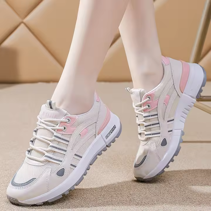 Zapatillas deportivas de suela gruesa para mujer, zapatos informales, transpirables, ligeros y versátiles de tiro alto, novedad - 1