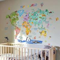 Mapa decorativo de distribución de animales del mundo para dormitorio, habitación de niños, sala de juegos, sala de estar y guardería, pegatina decorativa - details 5