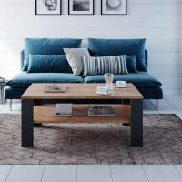 Mesa de sofá con estante, mesa de centro, mesa central, madera ecológica, diseño moderno, medidas: 100 x 60 cm - details 4