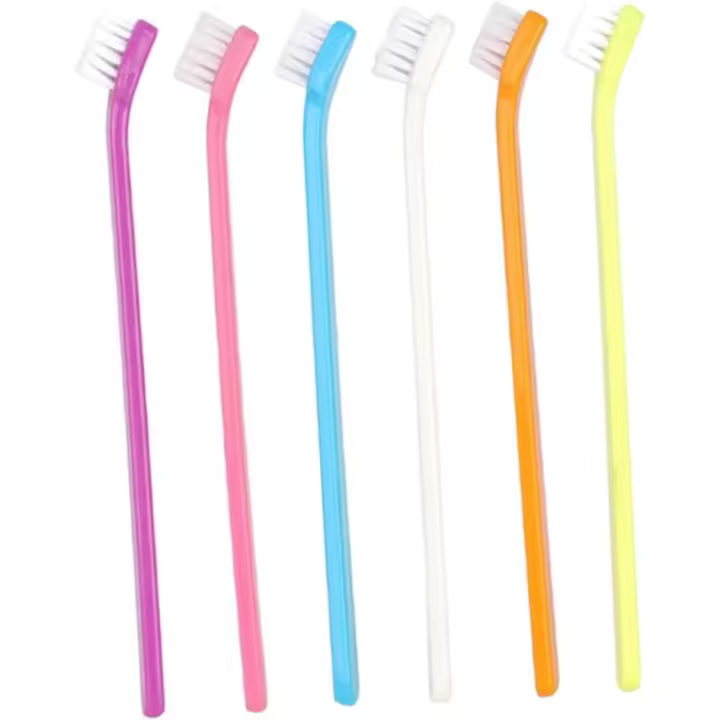 6 cepillos de dientes portátiles para mascotas para perros y gatos, cepillos interdentales duraderos para el cuidado bucal con pasta de dientes para mascotas, ligeros y aptos para viajes - 1