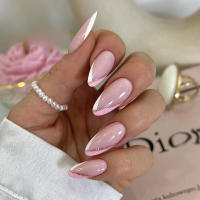 24pcs Uñas Postizas De Acrílico Almendra Y Púrpura Con Diseño De Flor Blanca Falsas Uñas De Cubierta Completa Resistente Al Agua Removible Para Mujeres Y Niñas - details 1
