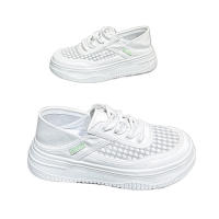 Malla blanca para mujer, parte inferior plana transpirable, dos en malla, novedad de verano, zapatos informales versátiles, a la moda - details 0