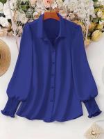 Blusa informal de talla grande para mujer, blusa de manga abombada de Color sólido, adecuada para oficina y exteriores, con un solo pecho, novedad de primavera y verano 2025 - details 16