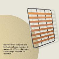 135x 190cm |   Somier con 4 Patas |   Láminas Madera de Chopo de 9 cm y Estructura de Tubos de Acero |   Útil para Camas Nido o Camas Individuales - details 1