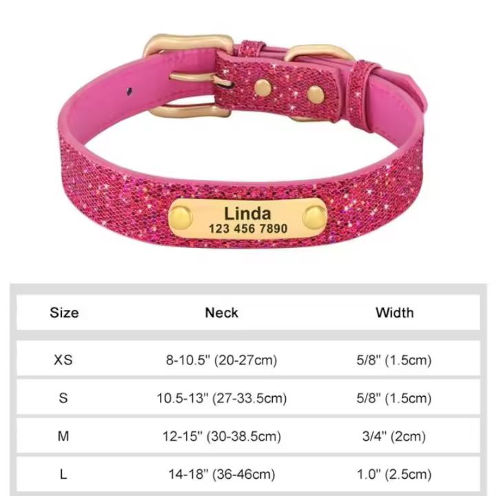 Perro personalizado Cuero PU, Collar de Perro personalizado, Collares mascotas grabado Free para Perros Pequeños, medianos - 1