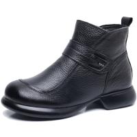Botas de cuero para mujer Botas de invierno de moda para mujer Zapatos de tacón bajo cálidos y antideslizantes para mujer - details 1