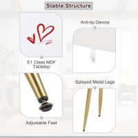 Tocador Maquillaje con Espejo de Luz Regulable en 3 Niveles, Tocador con 3 Cajones, Escritorio Grande 100x40 cm, Silla Ajustable en Respaldo de Terciopelo, Blanco+Crema+Dorado, MB6105ws - details 6