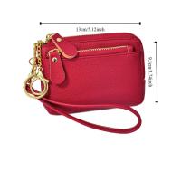 Cartera corta Retro con múltiples ranuras para tarjetas para mujer, cartera de mano con cremallera, monedero de Pu, carteras pequeñas de piel de vaca portátiles de Color sólido para fiesta - details 1
