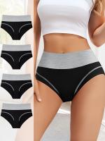 Bragas De Bloques De colores para Mujer, Cómodas Y Transpirables, Íntimas Y Elásticas, Lencería Y Ropa Interior, 4 piezas - details 0