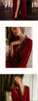 Pijamas sexys de terciopelo dorado largo para mujer, camisón grueso para el hogar, ropa de abrigo, bata de talla grande para otoño e invierno - details 2