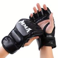 Guantes de boxeo para niños adultos Sanda Guantes de entrenamiento de lucha de medio dedo Taekwondo Muay Thai Guantes de lucha con saco de arena - details 3