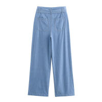 OUWU- Conjunto De Camisa Corta Con Cinturón Para Mujer, Conjunto De Pantalones De Pierna Ancha, Con Cuello Informal, Decoración De Bolso, Novedad De Otoño - details 4