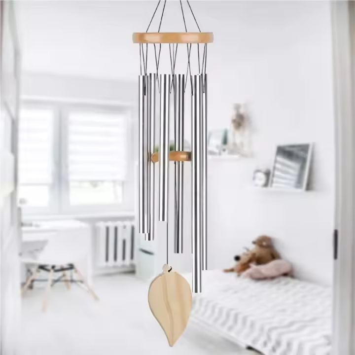 Campanas de viento de buena suerte, colgante de campana de 6 tubos para decoración del hogar, sonido claro y elegante, adecuado para uso interior y exterior - 1