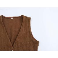 Conjunto de moda para mujer, top sin mangas de cintura alta y pantalones con botones, elegante para mujer - details 14