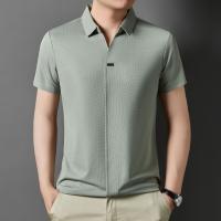 Novedad de verano, polo con cuello de tijera para hombre, camiseta informal transpirable de seda helada de alta gama, tendencia de manga corta - details 3