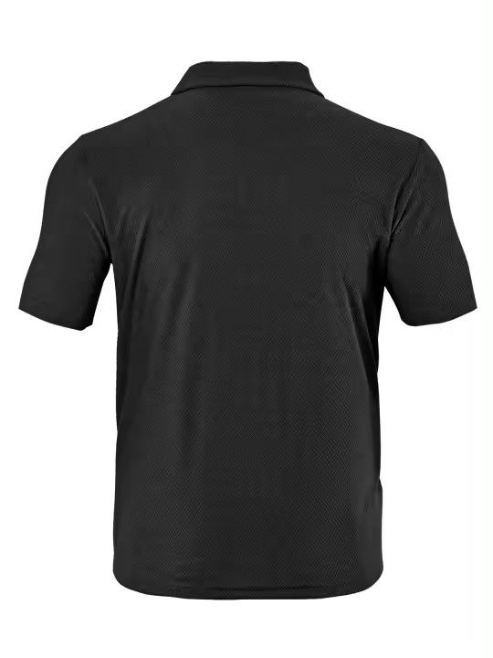 Hombre verano casual toalla suelta jacquard cremallera puerta digan hombre manga corta Polo - 1