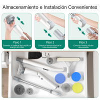 Cepillo eléctrico para fregar PrettyCare, fregador giratorio, mango ajustable, 2 velocidades de rotación, con 8 cepillos reemplazables - details 6