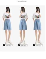 Pantalones Cortos Vaqueros Mujer 2025 |   Shorts de Mezclilla Tela Helada Transpirable - Cintura Alta Holgados A-Línea Tallas Grandes (S-4XL) |   Moda Verano Cómoda, Diseño Exclusivo para Ocio y Vacaciones - details 1