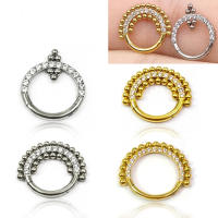 Pendientes de aro para piercing para mujer, aro con bisagras para el cartílago, hélice g23, cuentas de titanio, cz, para la nariz, segmento con bisagras, tragus, cartila, 1 unidad - details 1