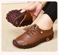 Zapatillas De deporte Mocasines De cuero para Mujer Cómodos Slip on Hand SeThread Mom Shoes atillas De Mujer - details 11