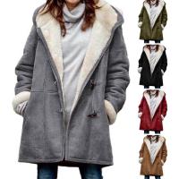 Chaqueta de mujer con forro de lana, hebilla de esquina con capucha, abrigo de longitud media, abrigo de piel resistente al viento para invierno, ropa de calle - details 0