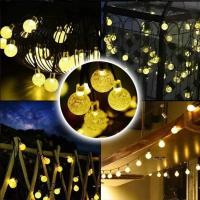 Guirnalda de luces solares para exteriores, luz de hadas de cristal, 8 modos, luz de Patio impermeable para decoración de fiesta de jardín - details 8