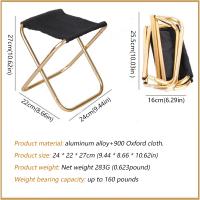Silla para acampar al aire libre, silla plegable dorada de aleación de aluminio con bolsa, taburete, asiento, pesca, Camping - details 4