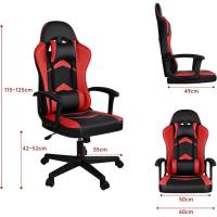 Reclinable con Cojín Lumbar y Cervical |   Respaldo Alto Acolchado |   Altura ajustable |   Ruedas Giratorias 360 °   y Reposabrazos |   Ideal Ordenador, Oficina, Videojuego o Escritorio - details 11
